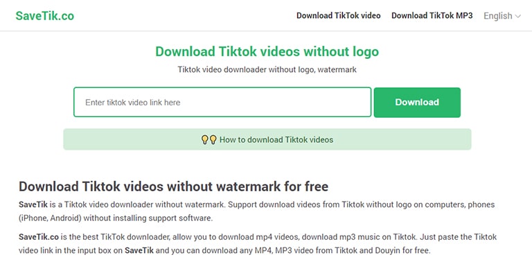 Video without watermark save tiktok TikDown
